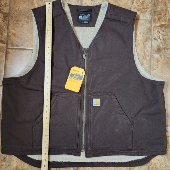 Carhartt Sherpa Lined Vest – Men’s 2XL – Dark Brown – Workwear – NWT - Picture 4 of 9